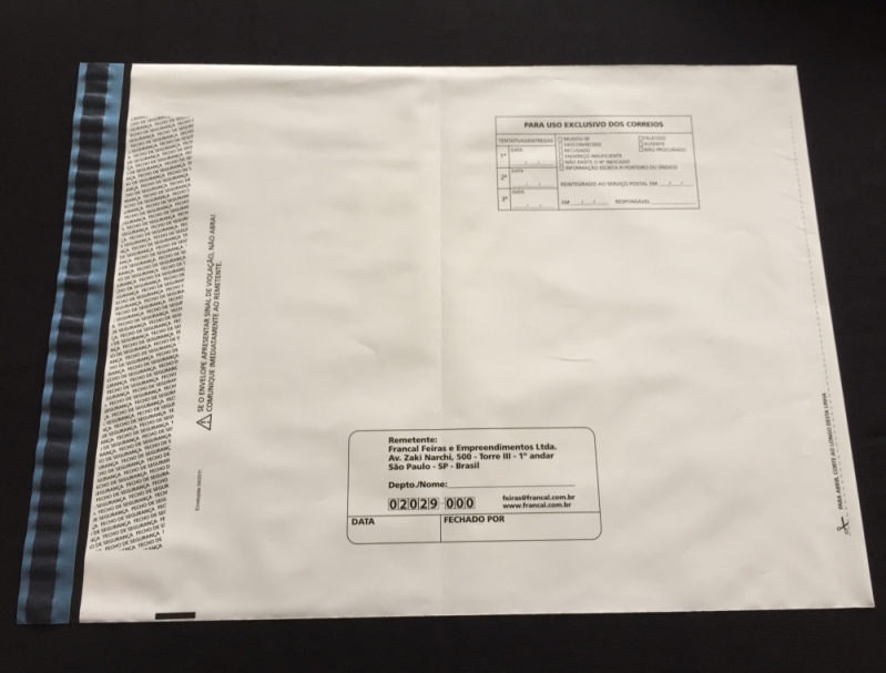 Envelopes de Segurança com Lacre Adesivo Santa Ifigênia - Envelope de Segurança com Plástico Bolha